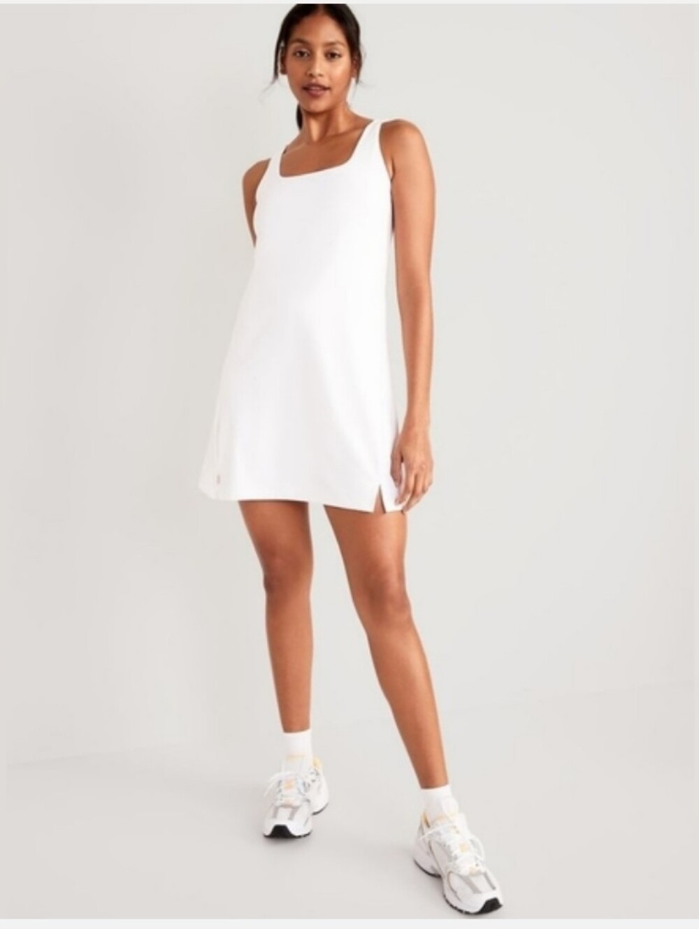 NWT Old Navy PowerSoft Square-Neck Athletic Dress White
